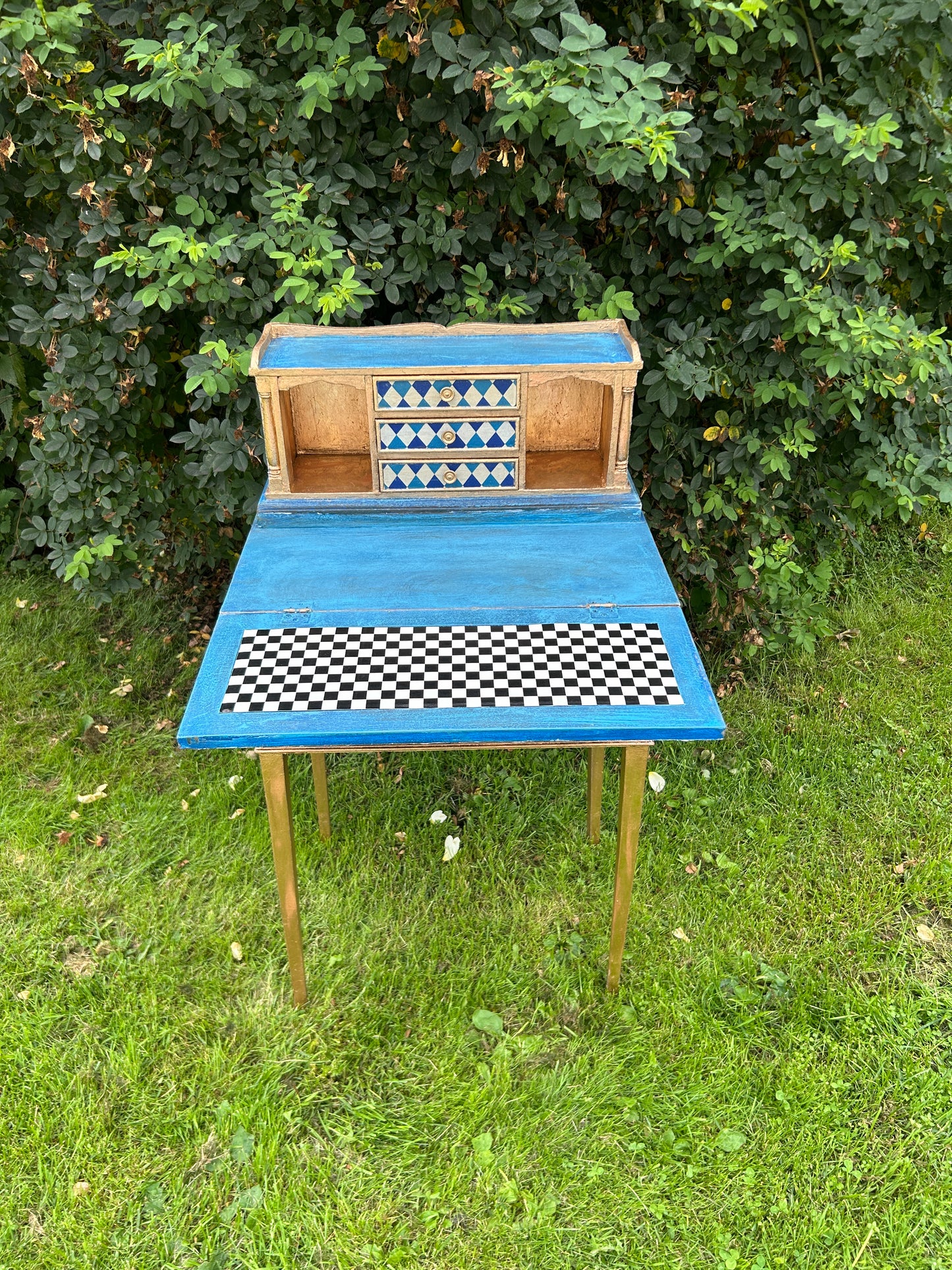 Antique Mini Desk | Re-Designed | Alice in Wonderland | Decoupage | Bright Design | Writing Table | Kids Room | Handmade