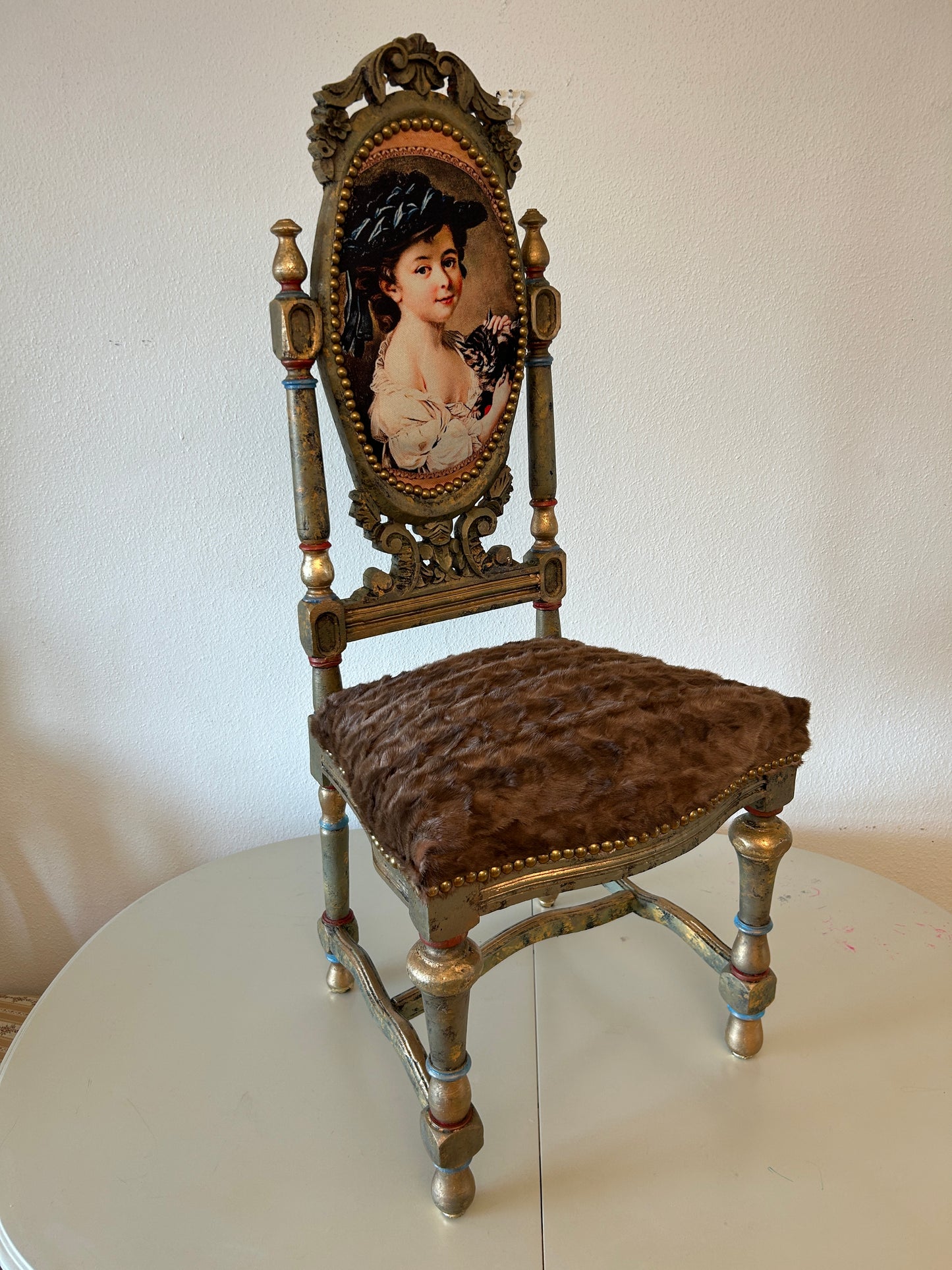 Sold-Out! Antique Chairs with mink seat