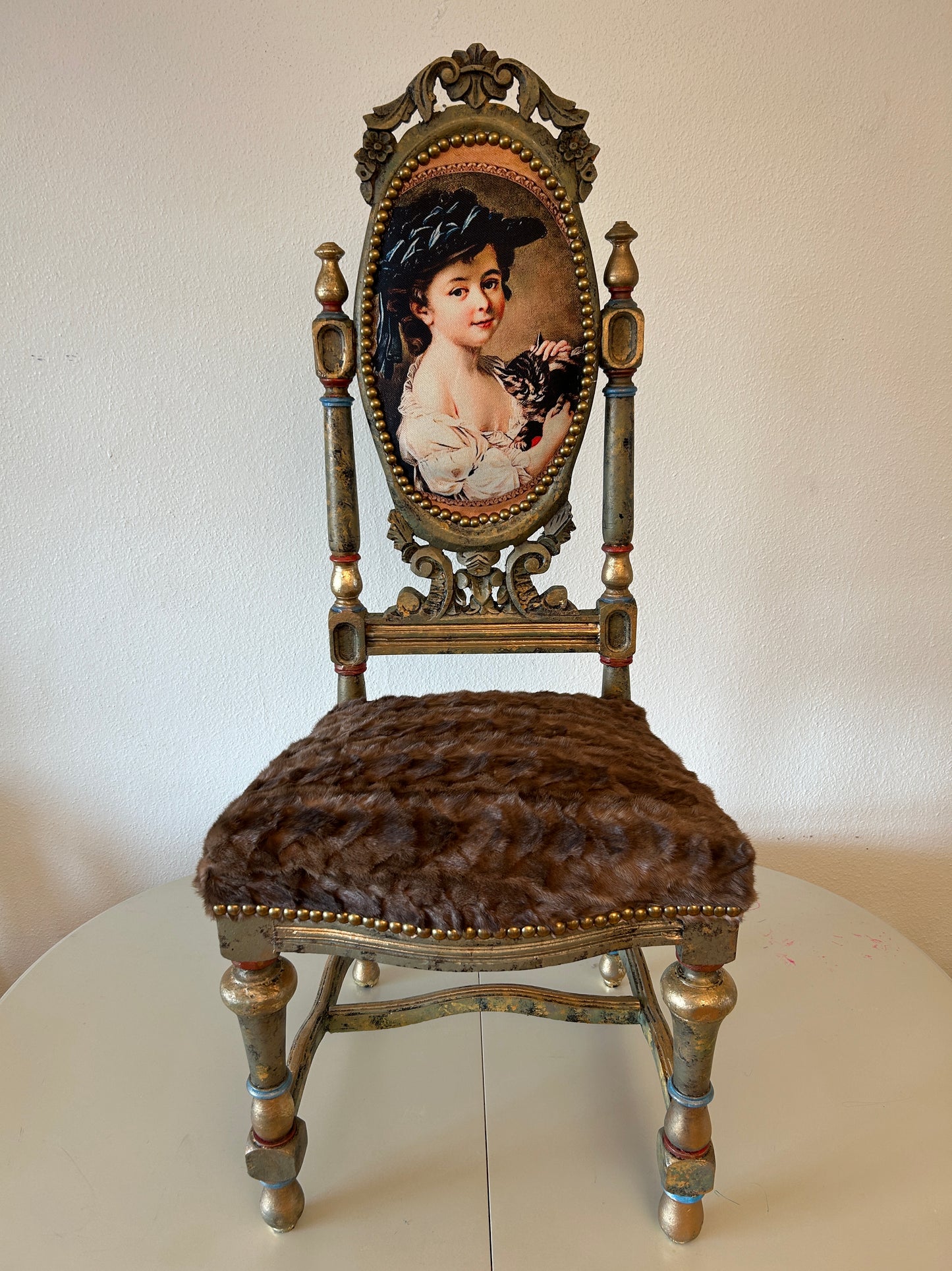 Sold-Out! Antique Chairs with mink seat