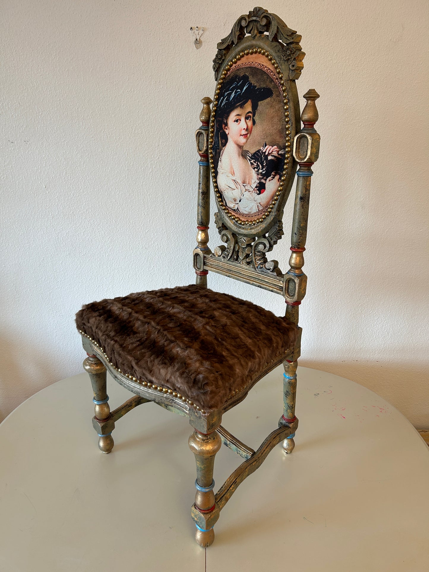 Sold-Out! Antique Chairs with mink seat