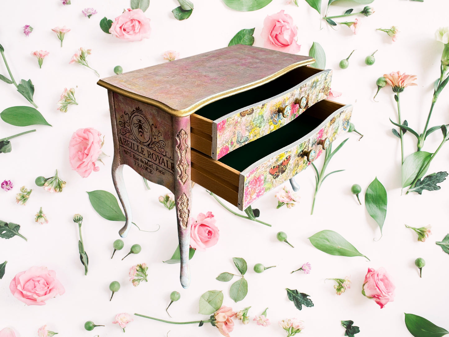 Vintage Rococo Chest with Butterfly Decoupage