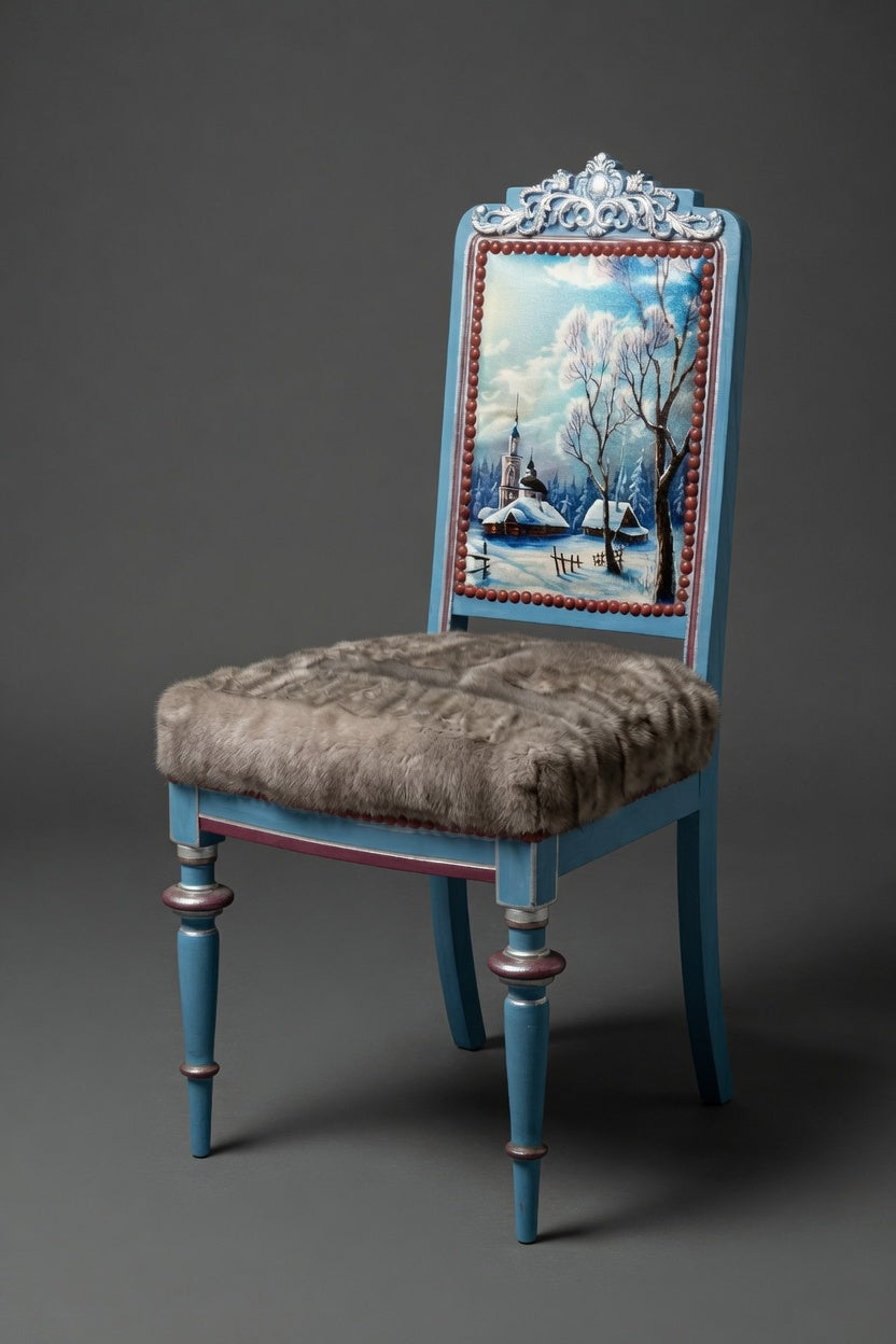 Antique Chair | Re-Designed | Mink | Winter interior | Handmade | KiyanStudio