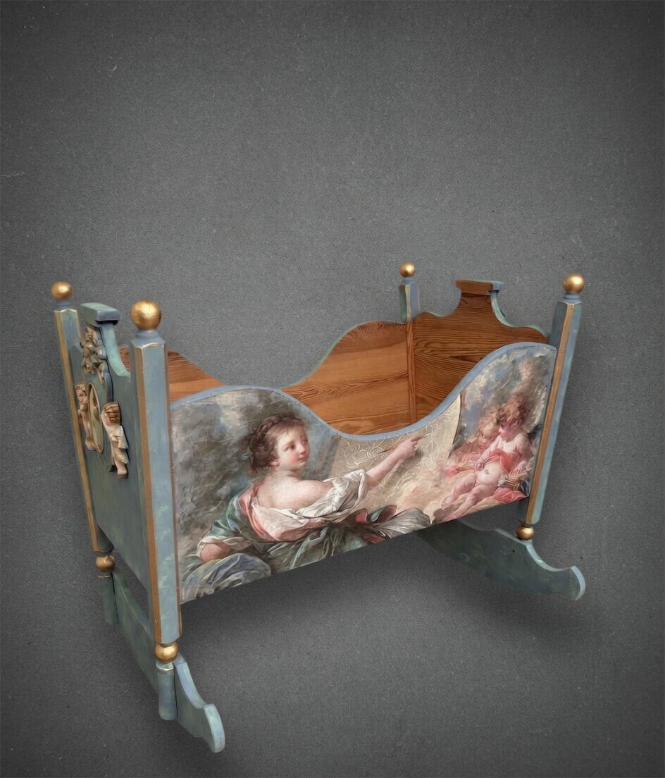 Vintage Redesign Baby Crib – Baby Blue Edition