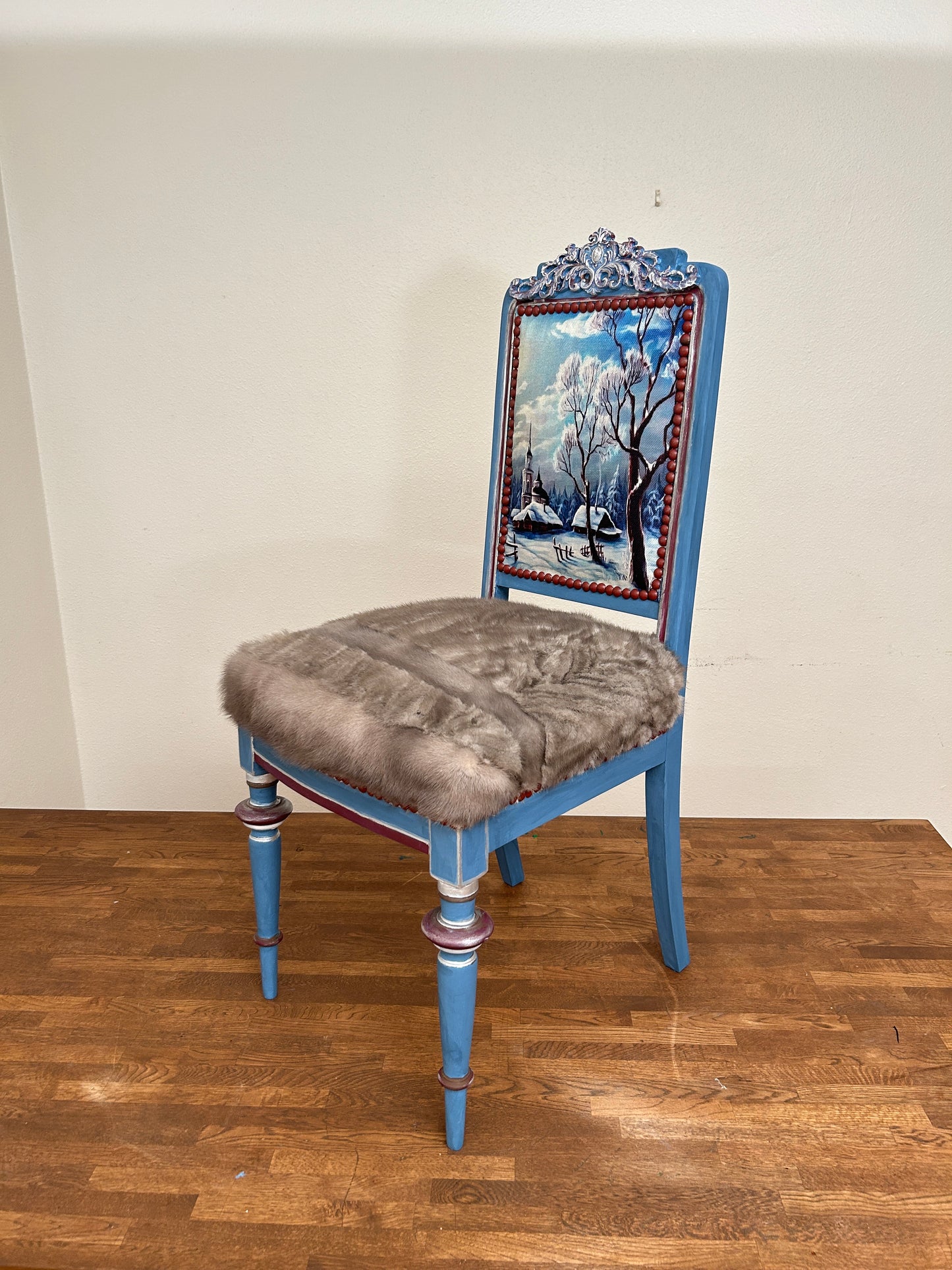 Antique Chair | Re-Designed | Mink | Winter interior | Handmade | KiyanStudio