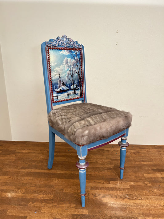 Antique Chair | Re-Designed | Mink | Winter interior | Handmade | KiyanStudio