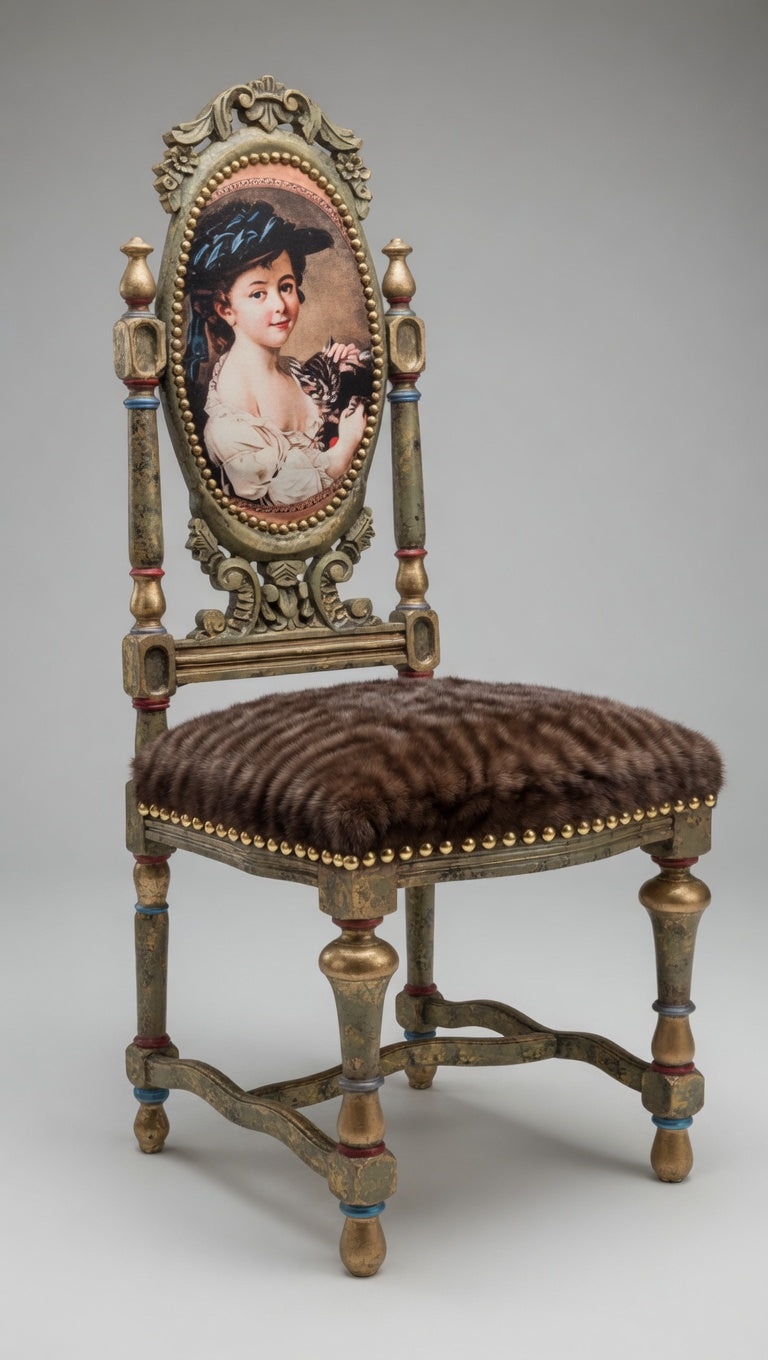 Sold-Out! Antique Chairs with mink seat