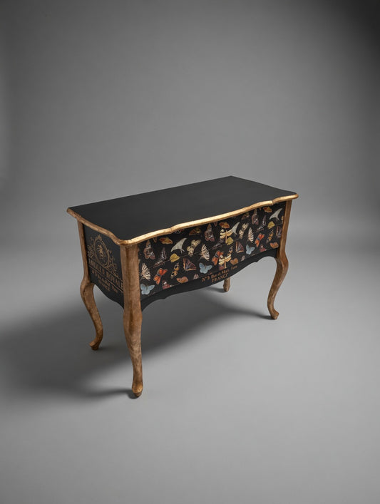 Antique Dresser | Re-Designed | Butterfly Decoupage | Gold Finish | Nightstand | Lingerie Chest | Bedroom Kommode | Handmade