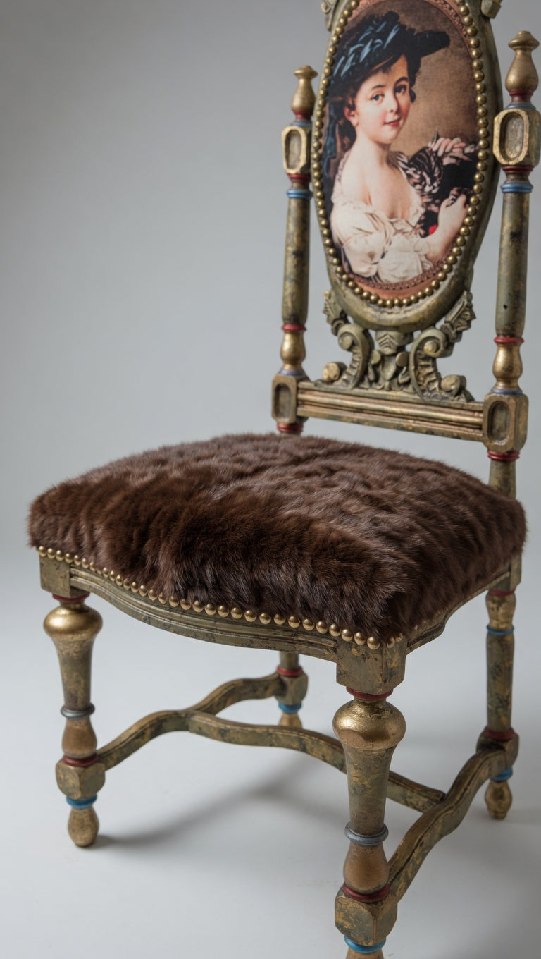 Sold-Out! Antique Chairs with mink seat