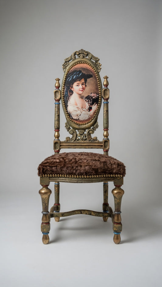 Sold-Out! Antique Chairs with mink seat