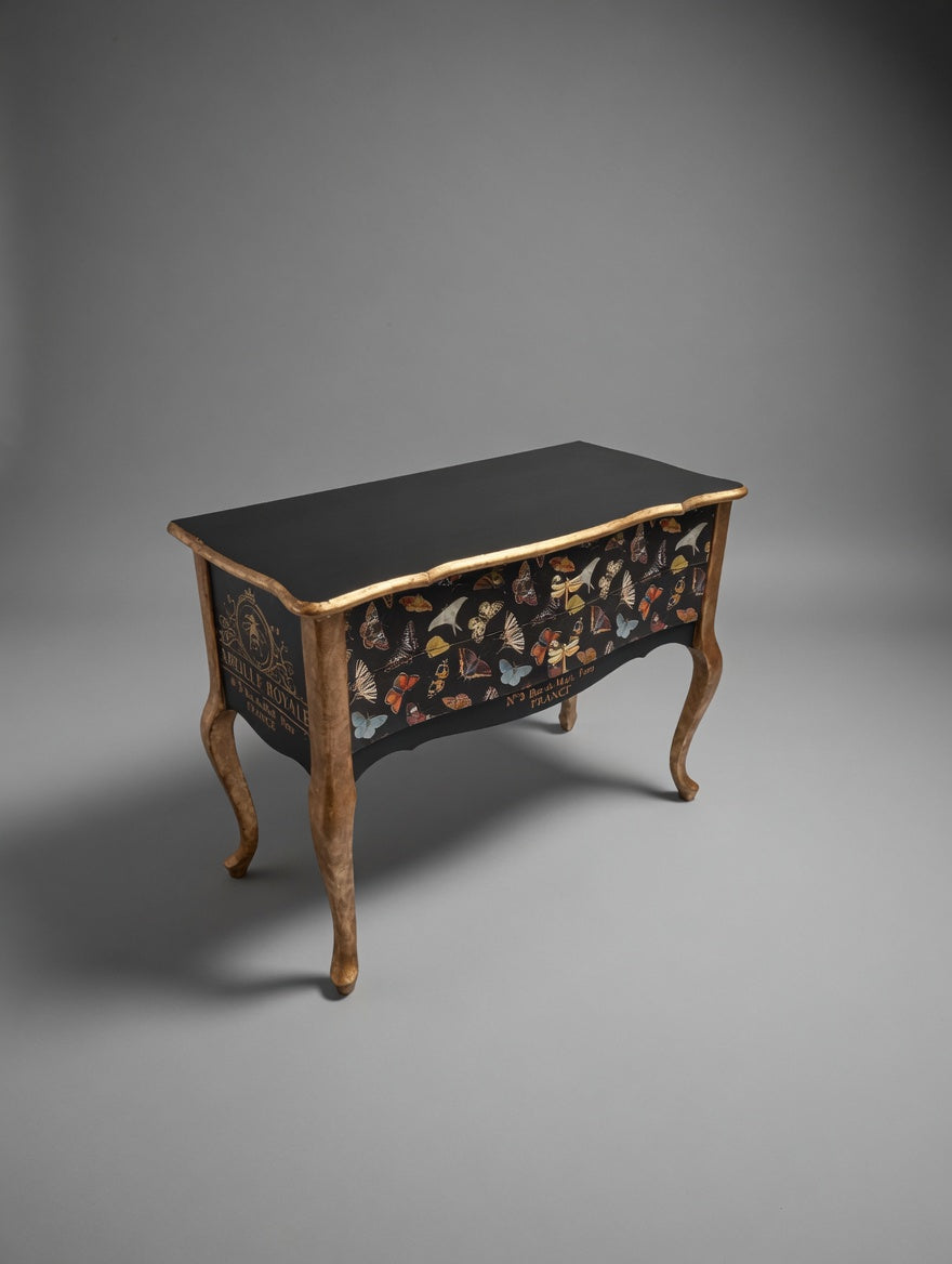 Antique Dresser | Re-Designed | Butterfly Decoupage | Gold Finish | Nightstand | Lingerie Chest | Bedroom Kommode | Handmade