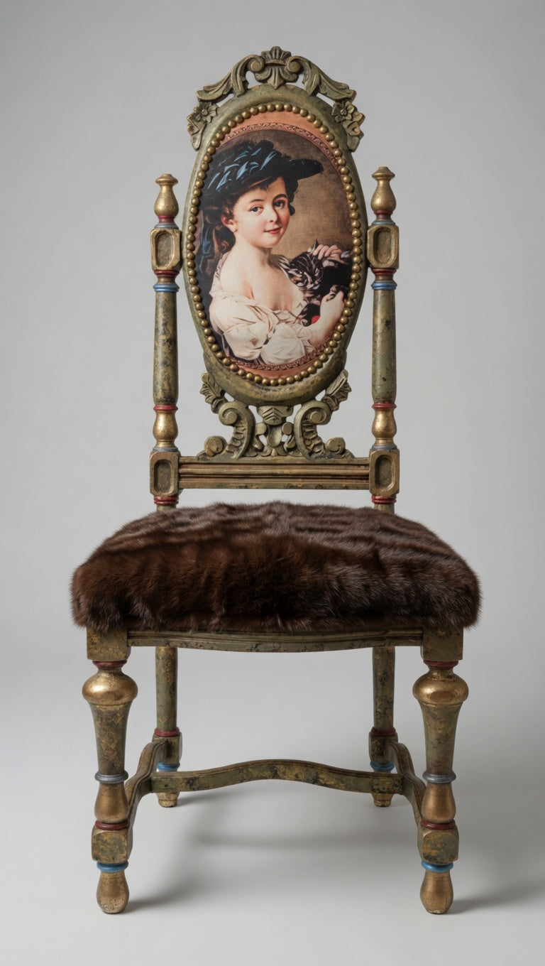 Sold-Out! Antique Chairs with mink seat