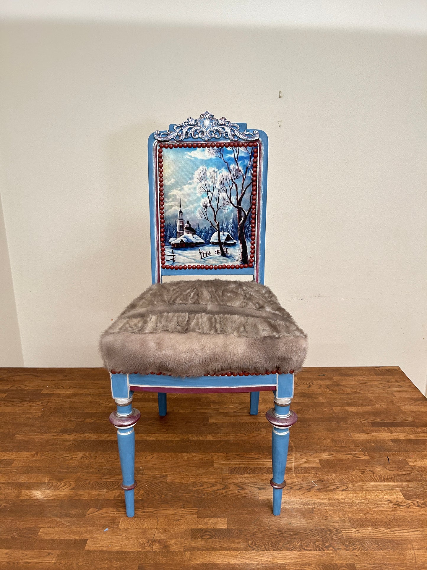 Antique Chair | Re-Designed | Mink | Winter interior | Handmade | KiyanStudio