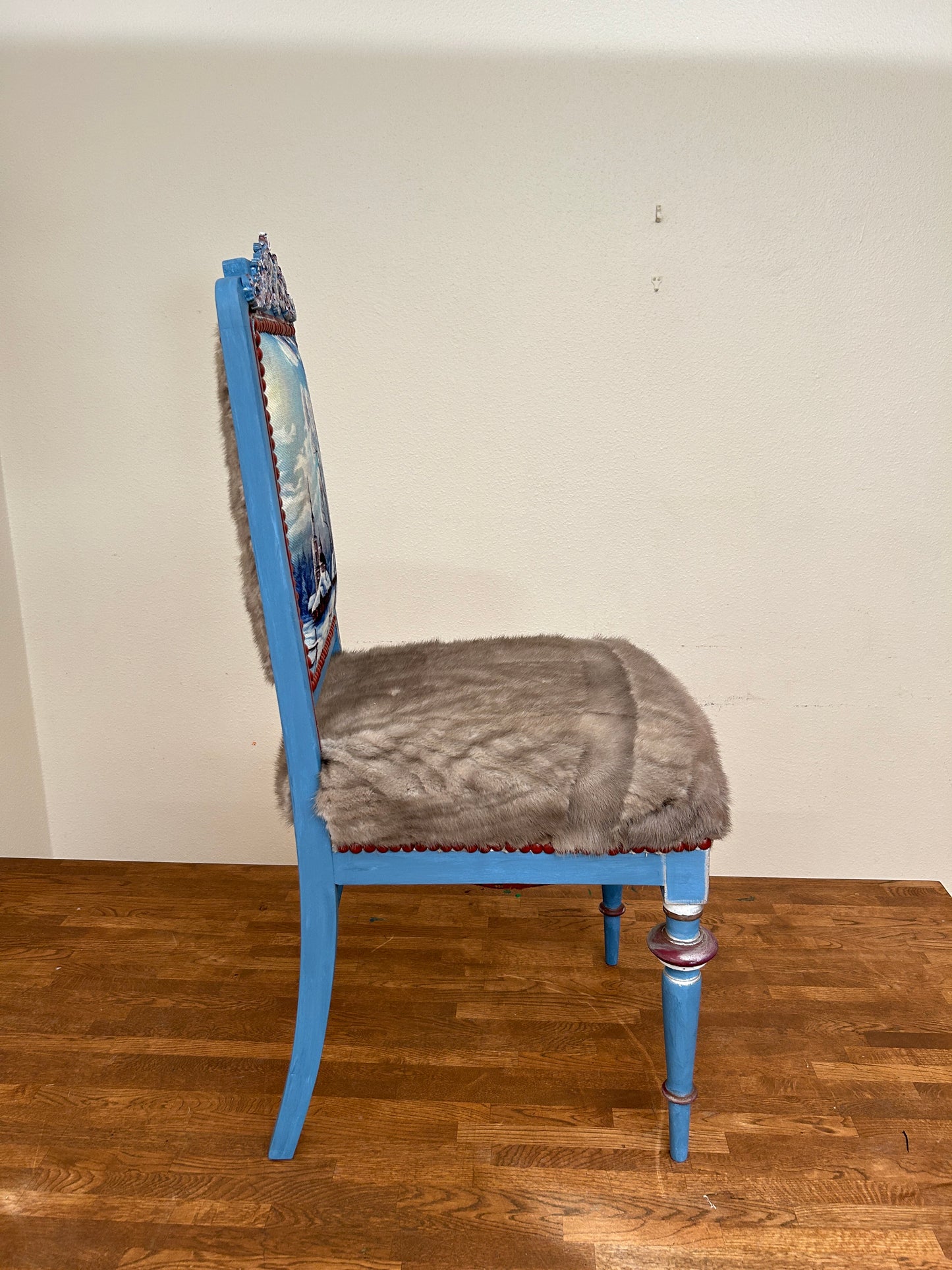 Antique Chair | Re-Designed | Mink | Winter interior | Handmade | KiyanStudio